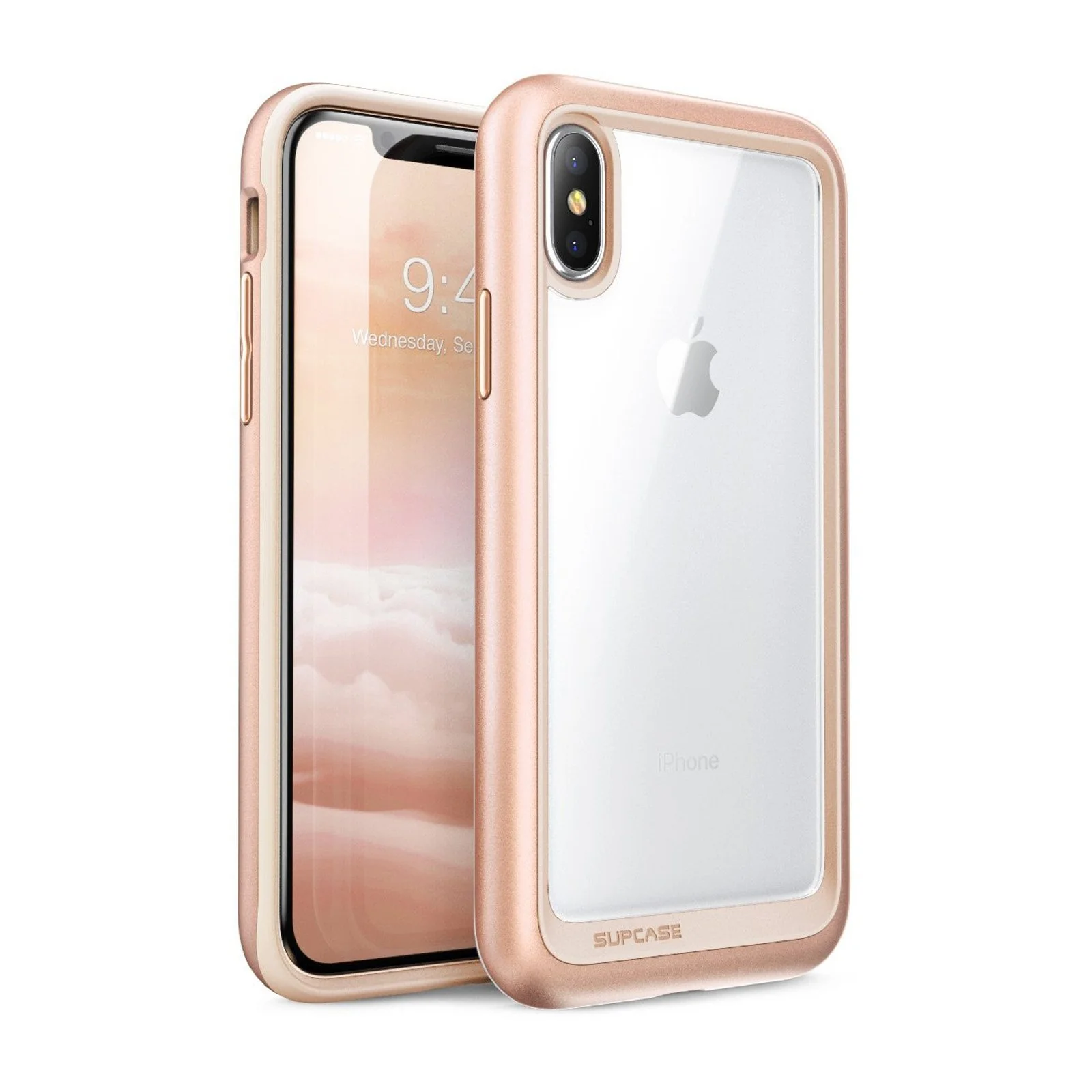 iPhone X / XS Unicorn Beetle Style Slim Clear Case-Blush Gold - Image 2