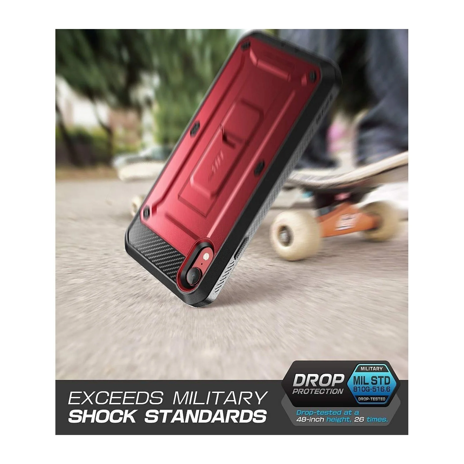 iPhone XR Unicorn Beetle Pro Full-Body Holster Case-Metallic Red - Image 2