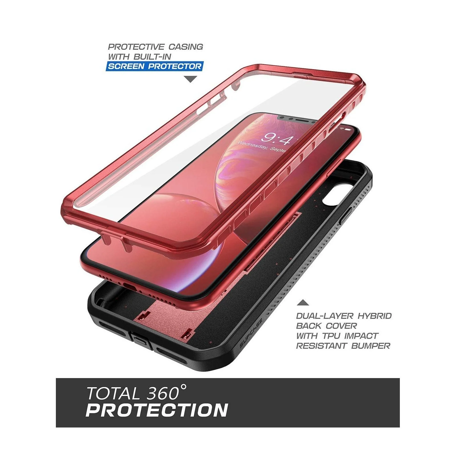 iPhone XR Unicorn Beetle Pro Full-Body Holster Case-Metallic Red - Image 3
