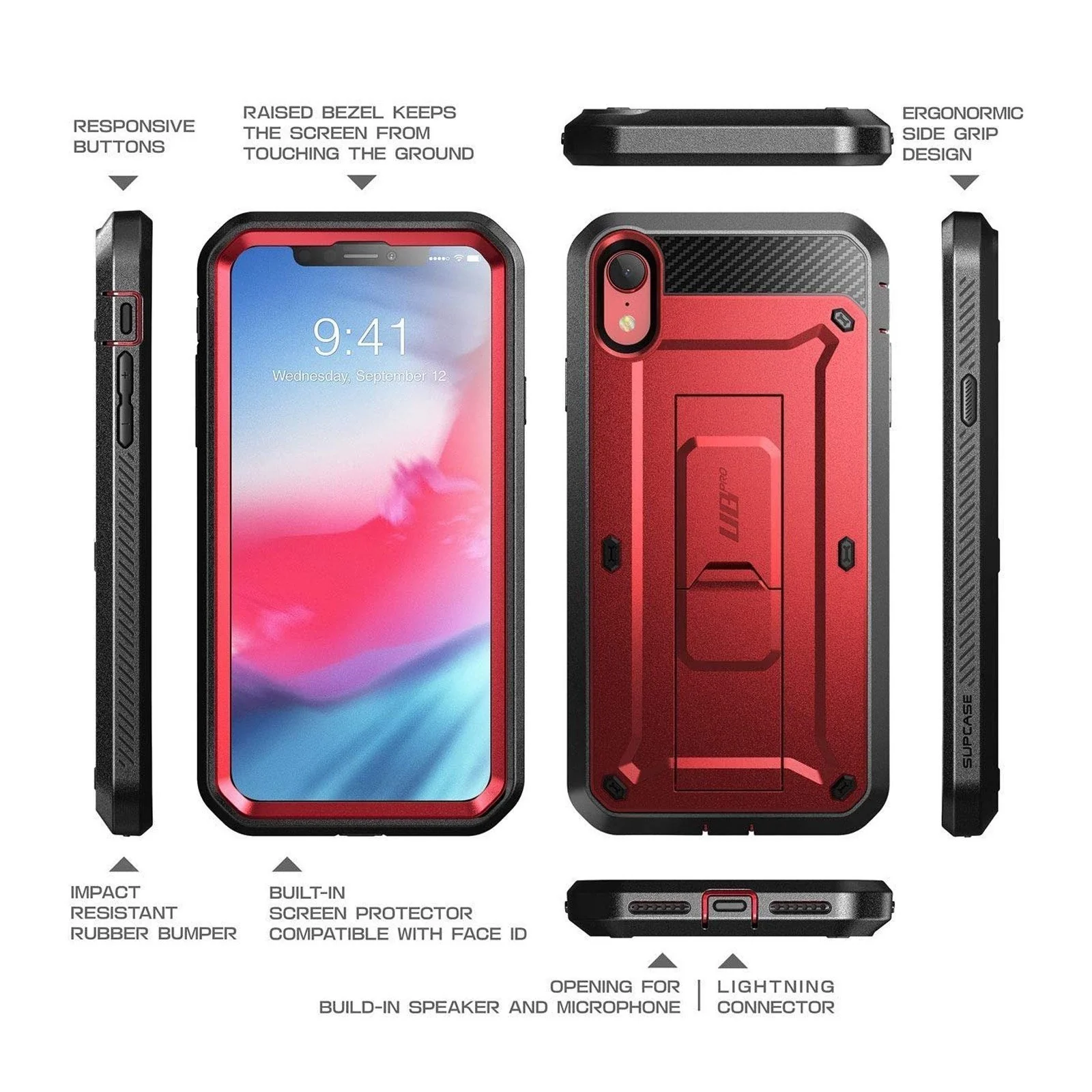 iPhone XR Unicorn Beetle Pro Full-Body Holster Case-Metallic Red - Image 5