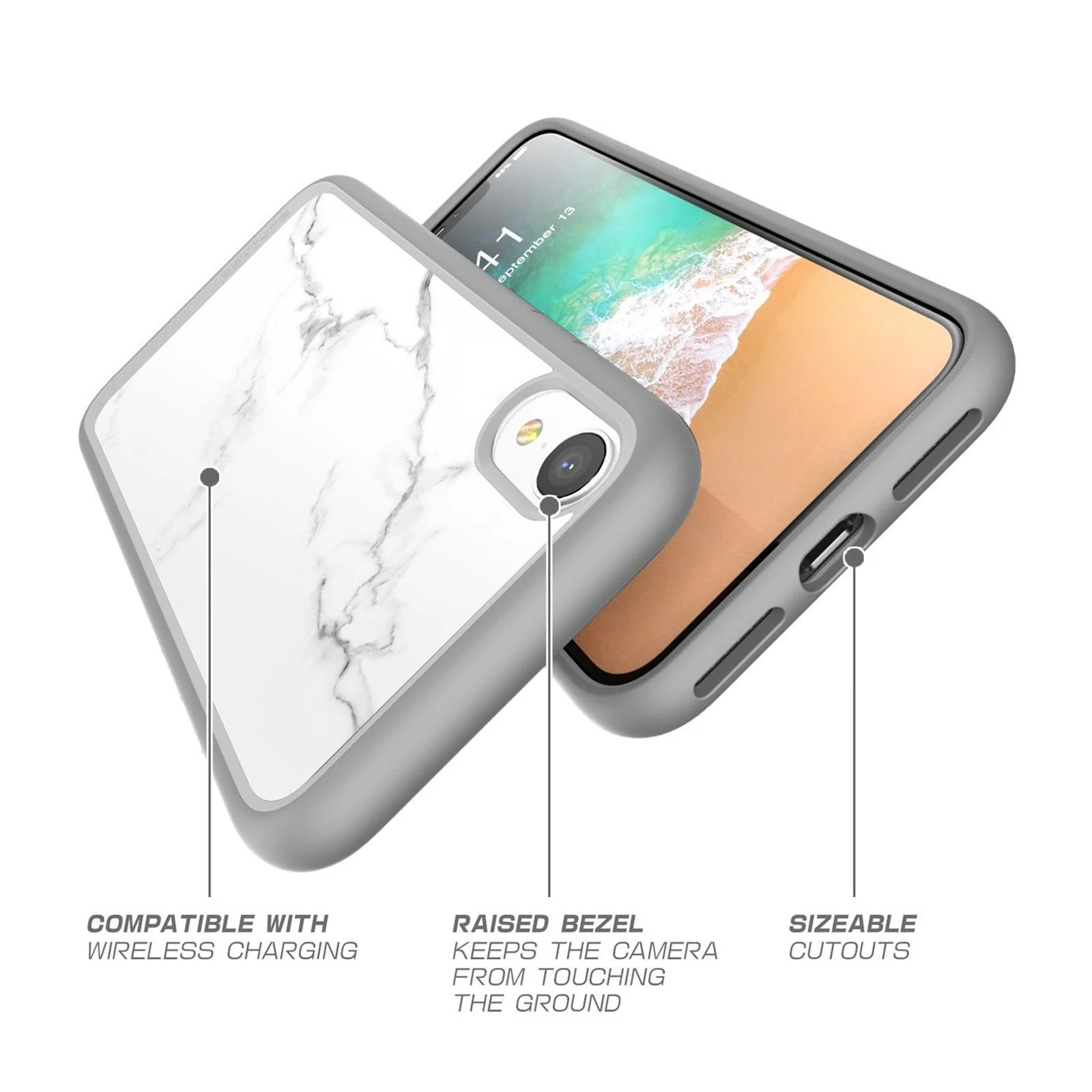 iPhone XR Unicorn Beetle Style Slim Clear Case-Marble - Image 6