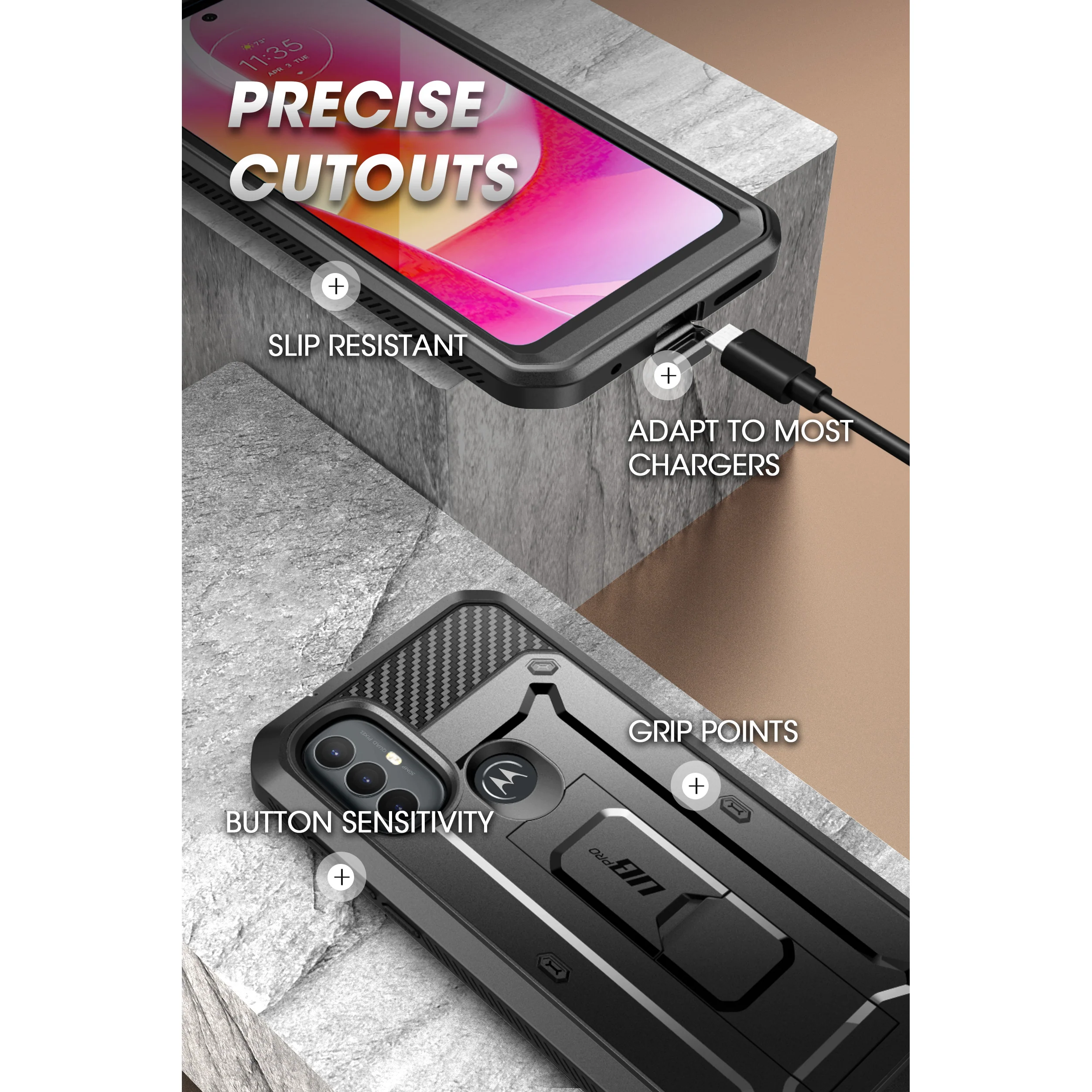 Moto G Power Unicorn Beetle PRO Kickstand Case with Holster-Black - Image 8