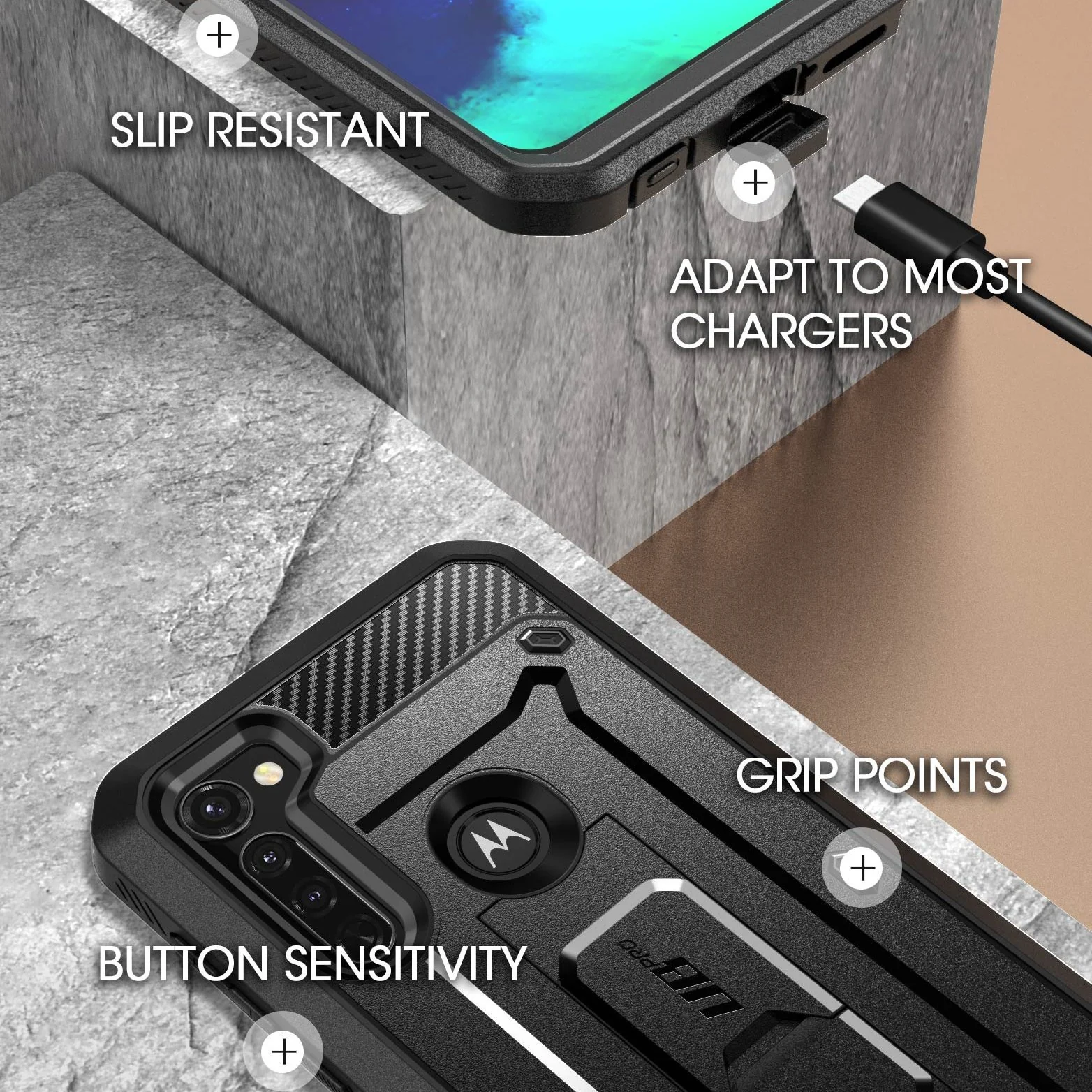 Moto G Stylus Unicorn Beetle PRO Shockproof Case-Black - Image 7