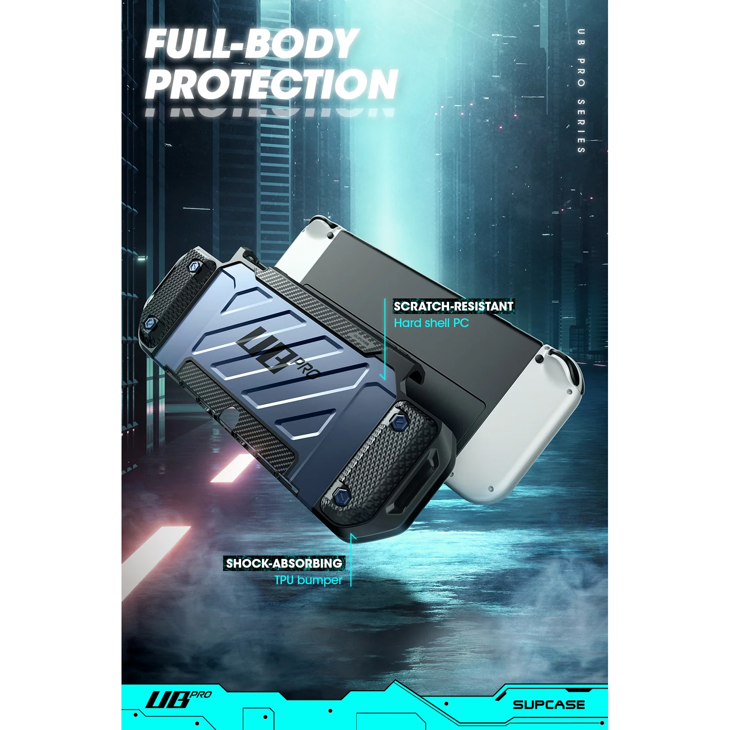 Nintendo Switch OLED Unicorn Beetle PRO Dockable Grip Case-Metallic Blue - Image 4