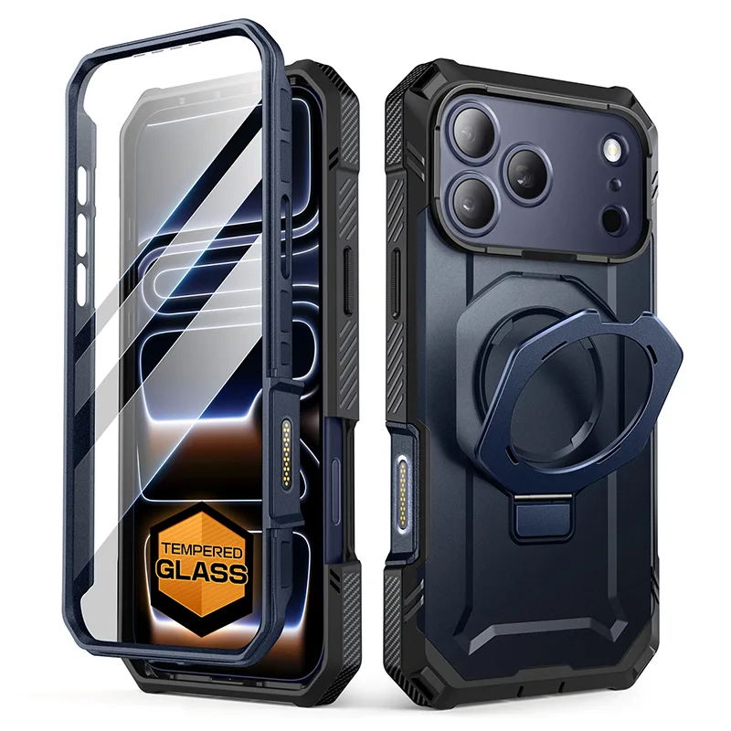 OPEN BOX | UB GRIP PRO Series iPhone 17 Pro MagSafe Phone Case with HD Tempered Glass - Azure - Image 3