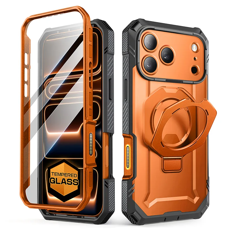 OPEN BOX | UB GRIP PRO Series iPhone 17 Pro MagSafe Phone Case with HD Tempered Glass - Coral - Image 5
