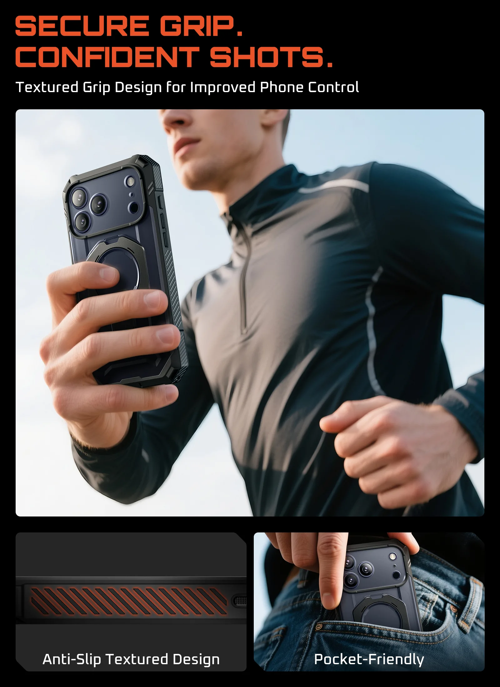 OPEN BOX | UB GRIP PRO Series iPhone 17 Pro Max MagSafe Phone Case with HD Tempered Glass - Black - Image 13