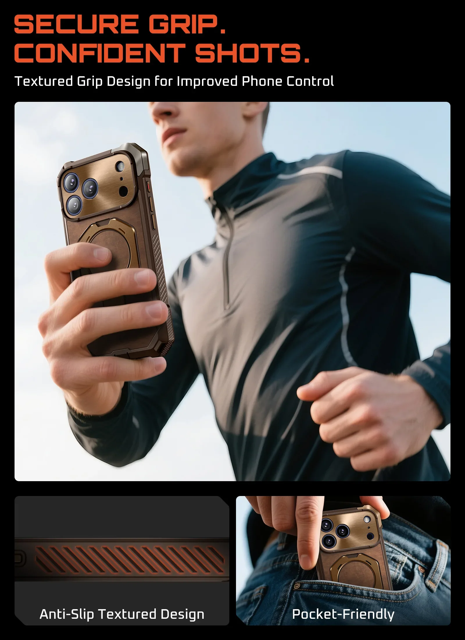 OPEN BOX | UB GRIP Series iPhone 17 Pro Max Premium Leather Phone Case - Brown - Image 12