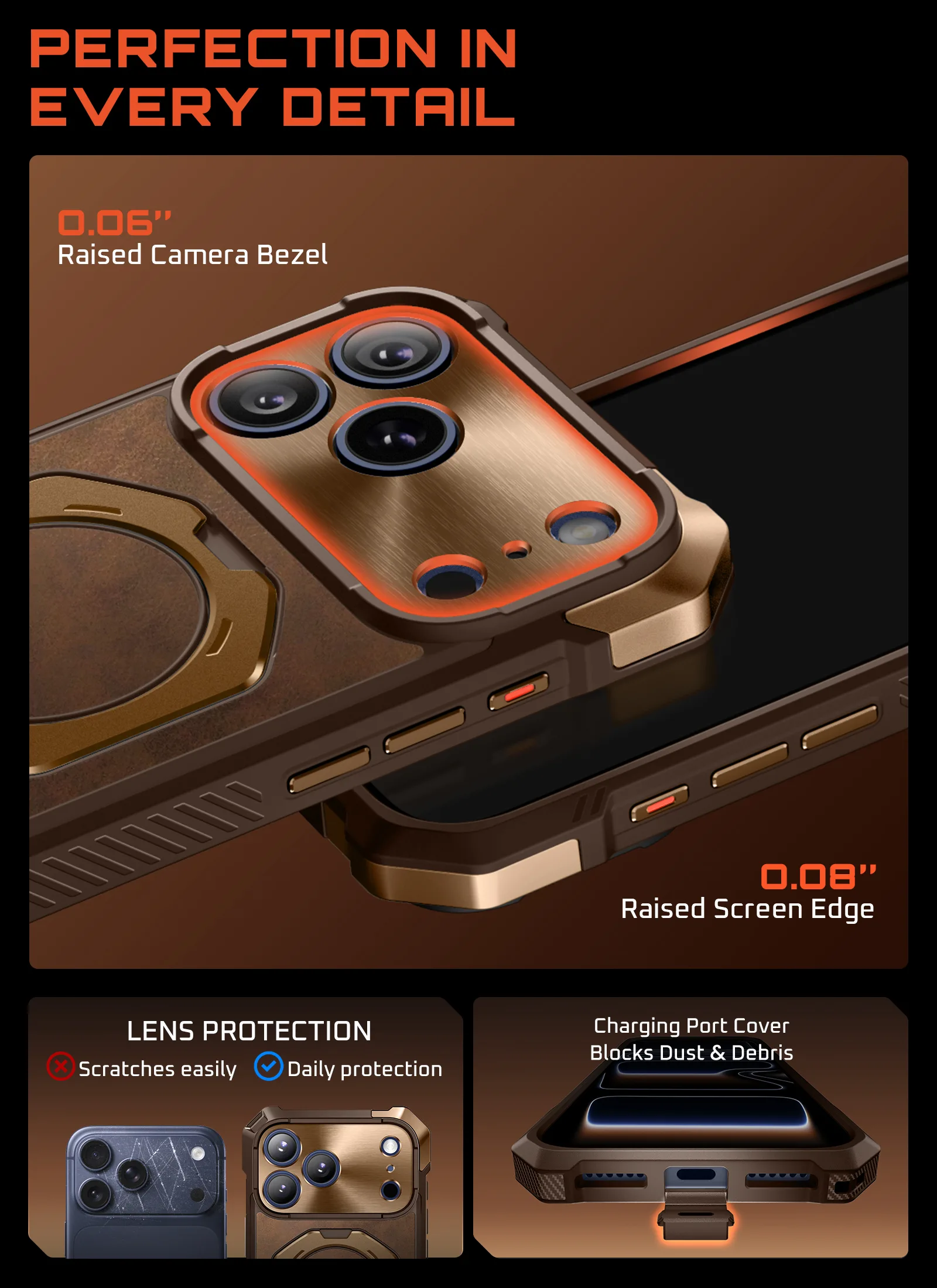 OPEN BOX | UB GRIP Series iPhone 17 Pro Max Premium Leather Phone Case - Brown - Image 13