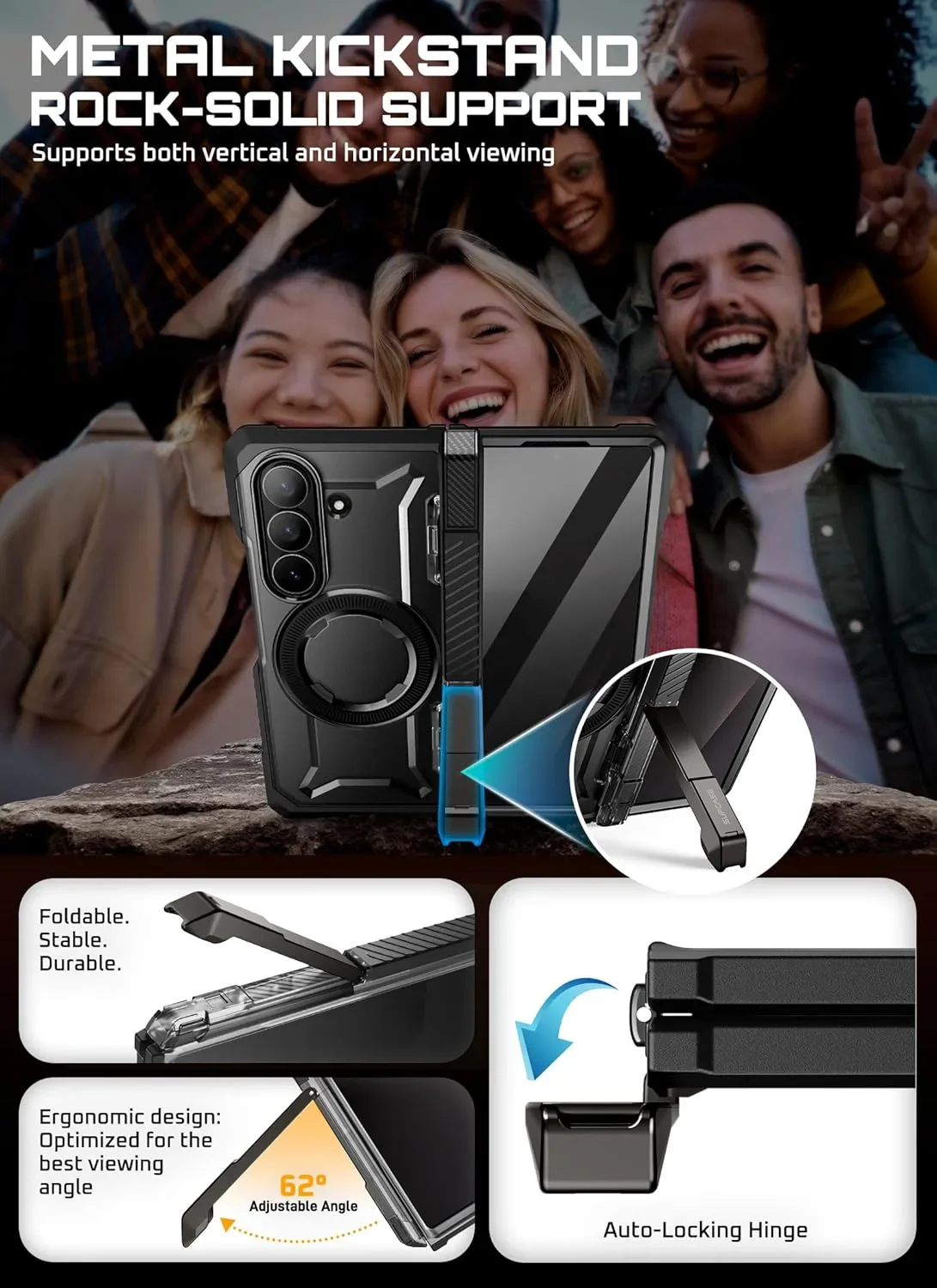 UB GRIP Series Galaxy Z Fold7 MagSafe Case with Privacy Screen Protector - Dark - Image 10