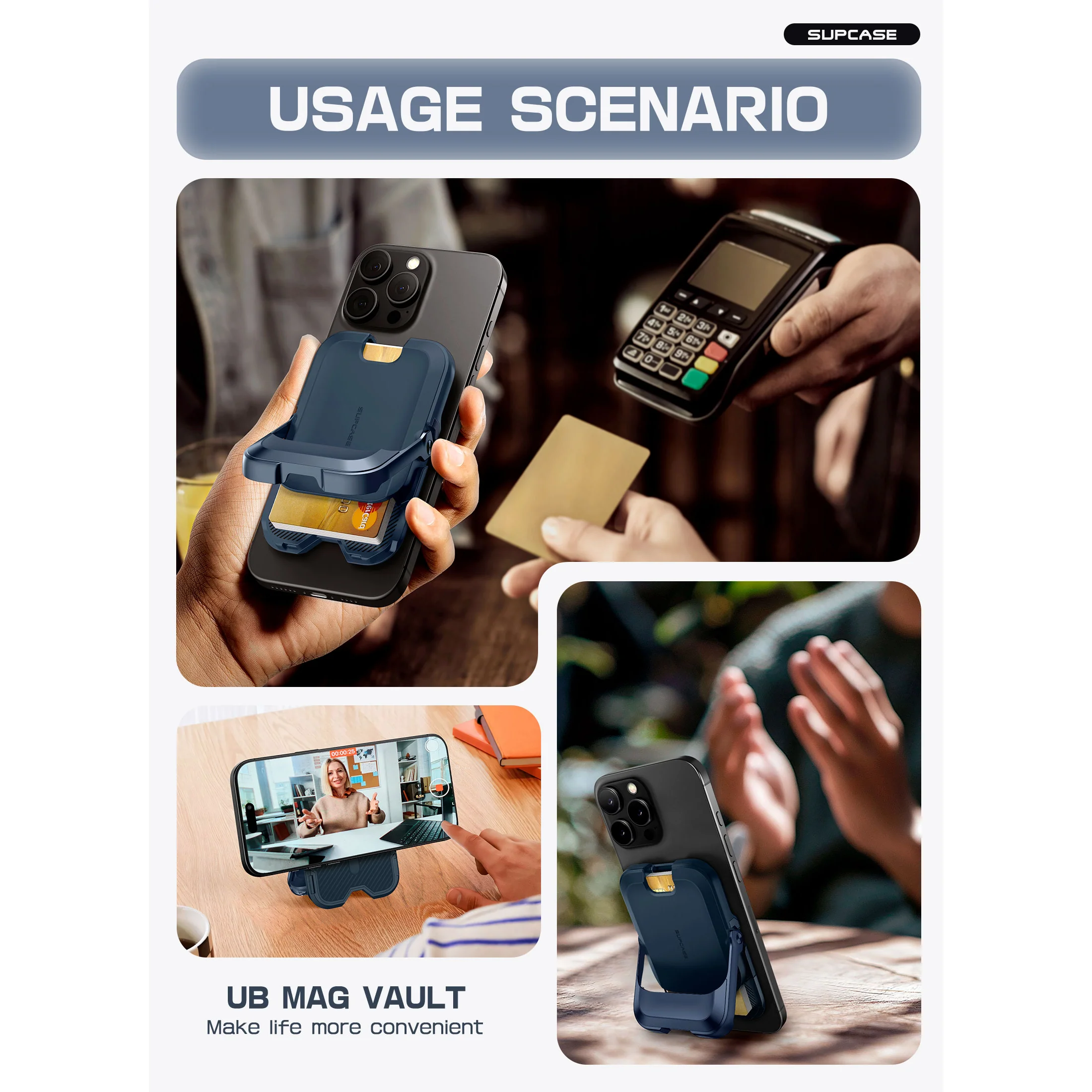 UB Mag Vault Magnetic Wallet with Stand - Blue - Image 11
