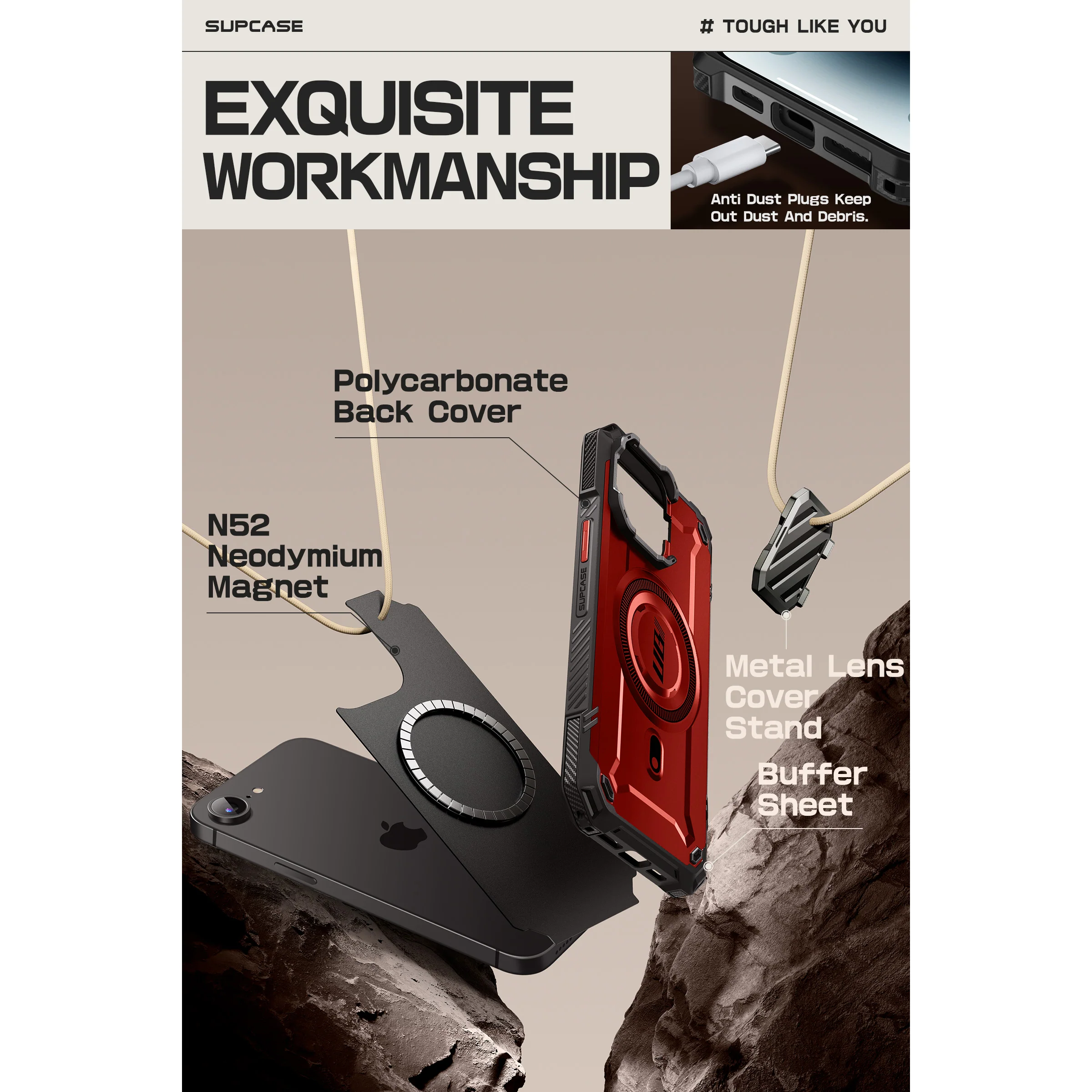 iPhone 16e  Unicorn Beetle MAG XT MagSafe Case-Metallic Red - Image 5
