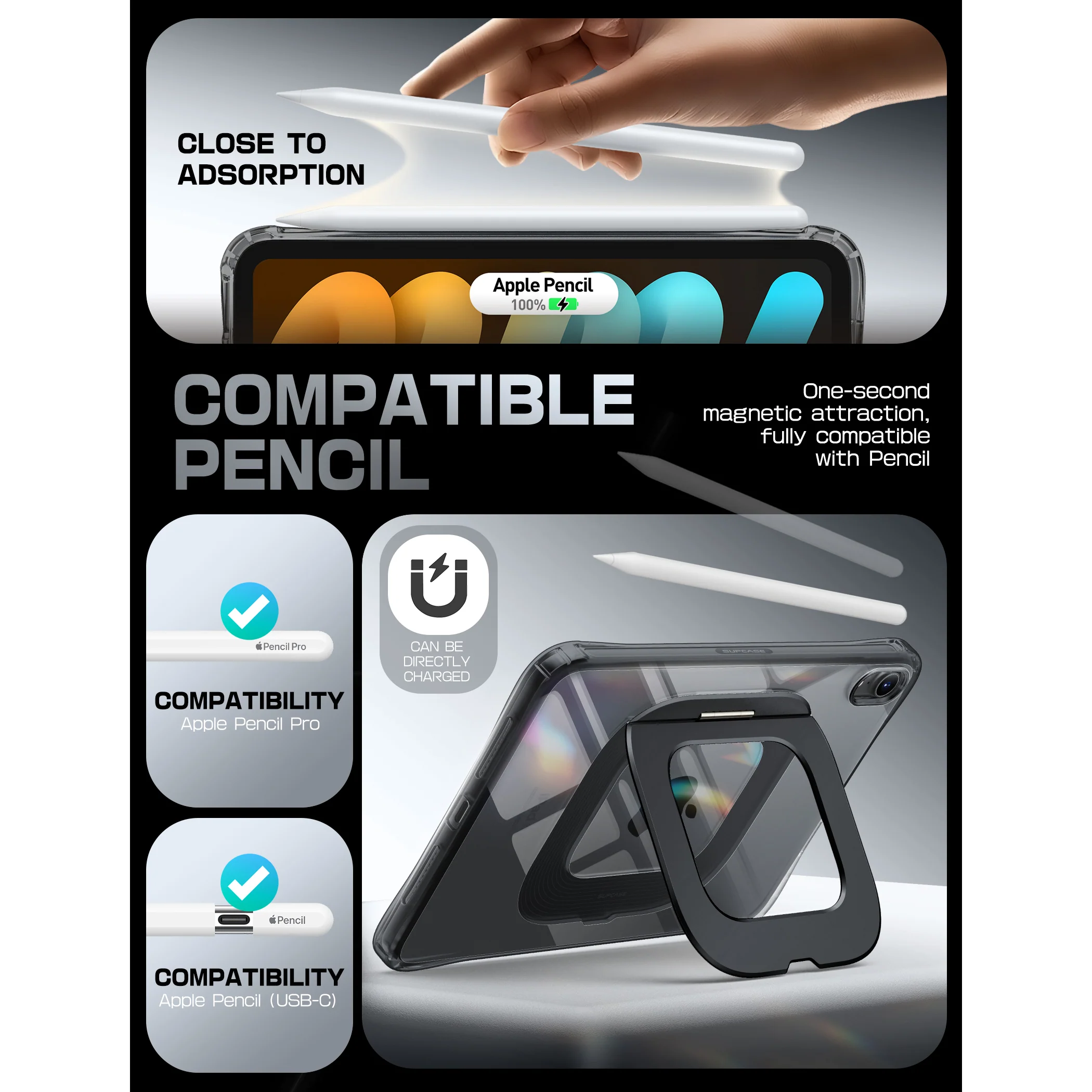 UB Prism Slim Clear iPad Case for iPad Mini 6/7 (8.3") (open box)- Black - Image 7