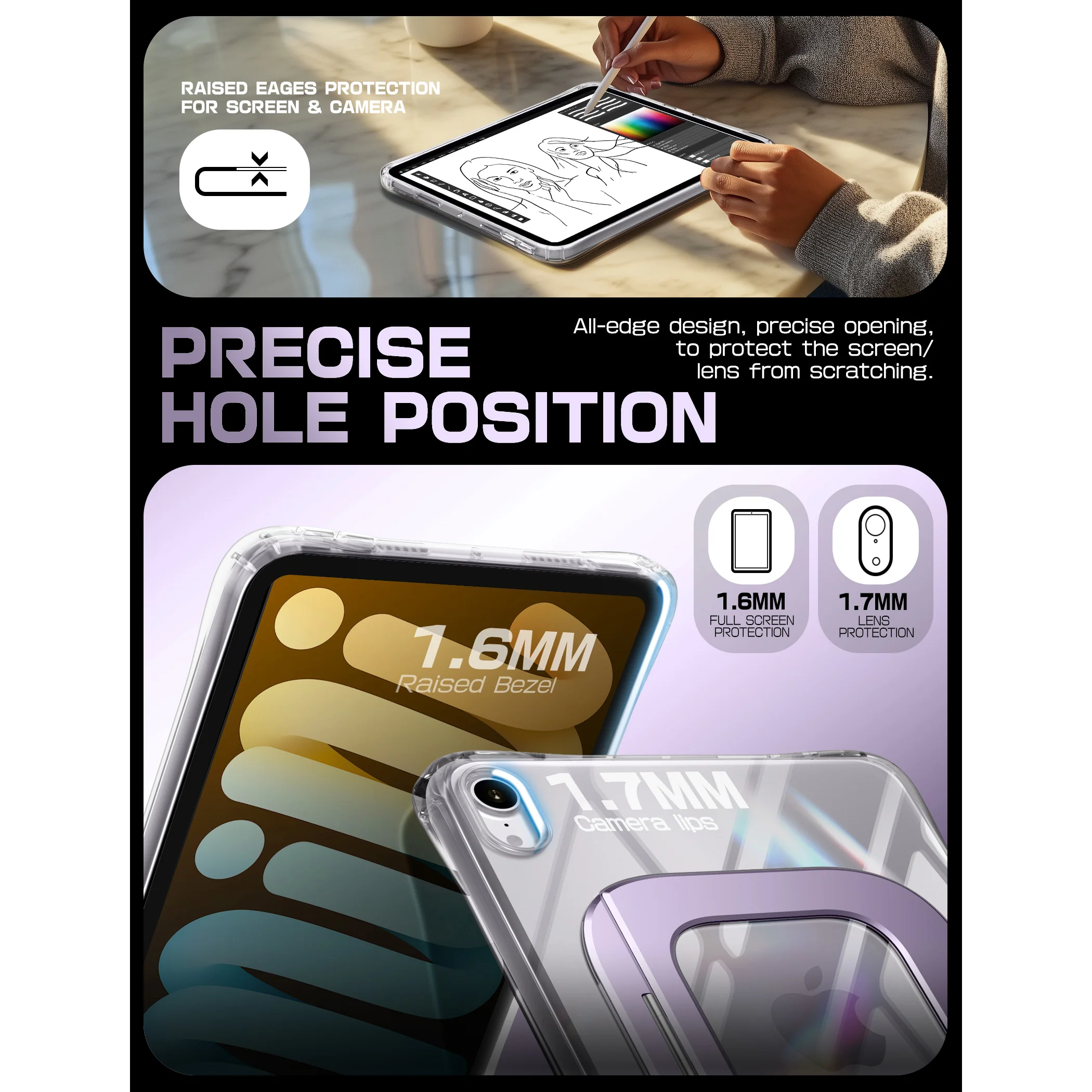 UB Prism Slim Clear iPad Case for iPad Mini 6/7 (8.3") - Purple - Image 8