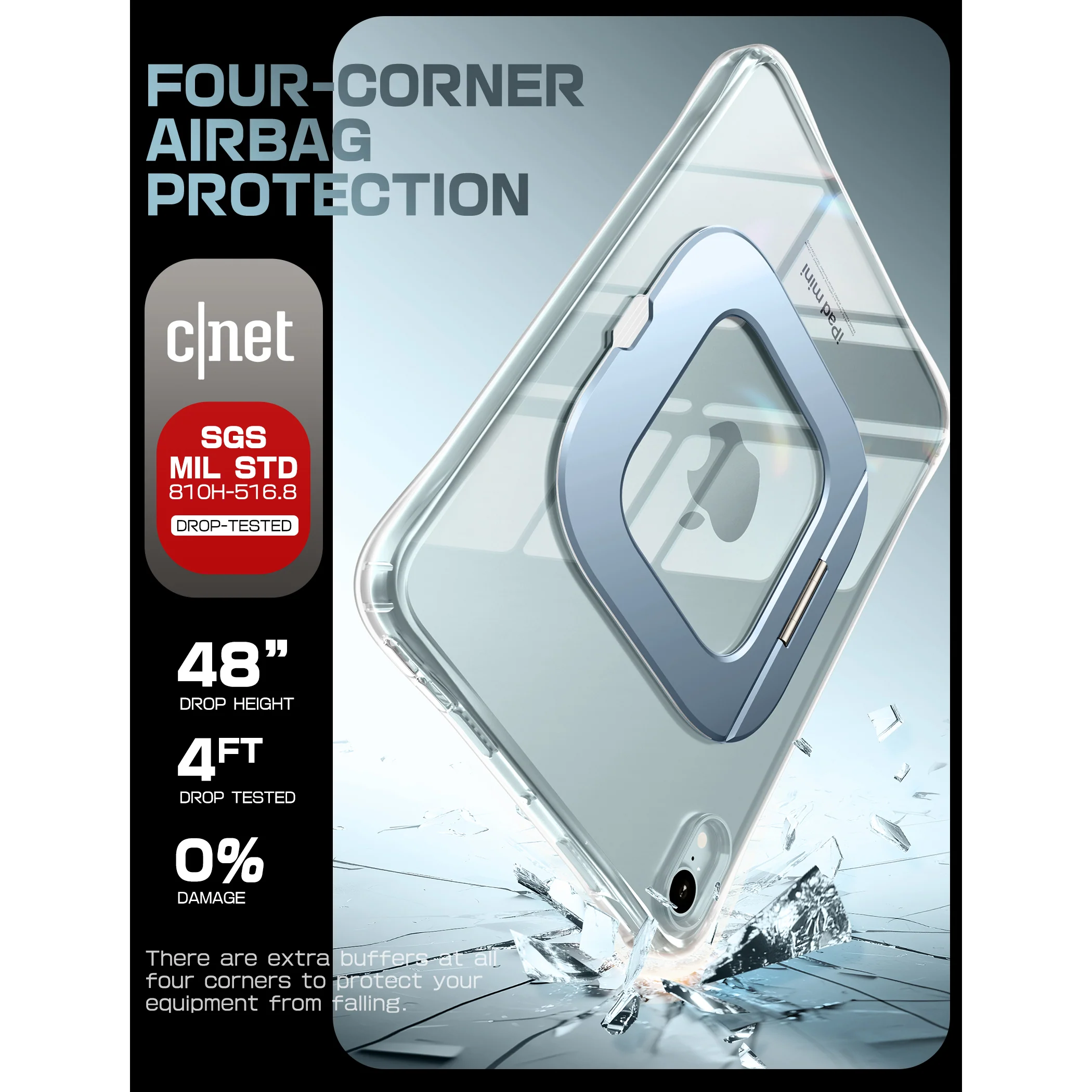 UB Prism Slim Clear iPad Case for iPad Mini 6/7 (8.3") - Blue - Image 4