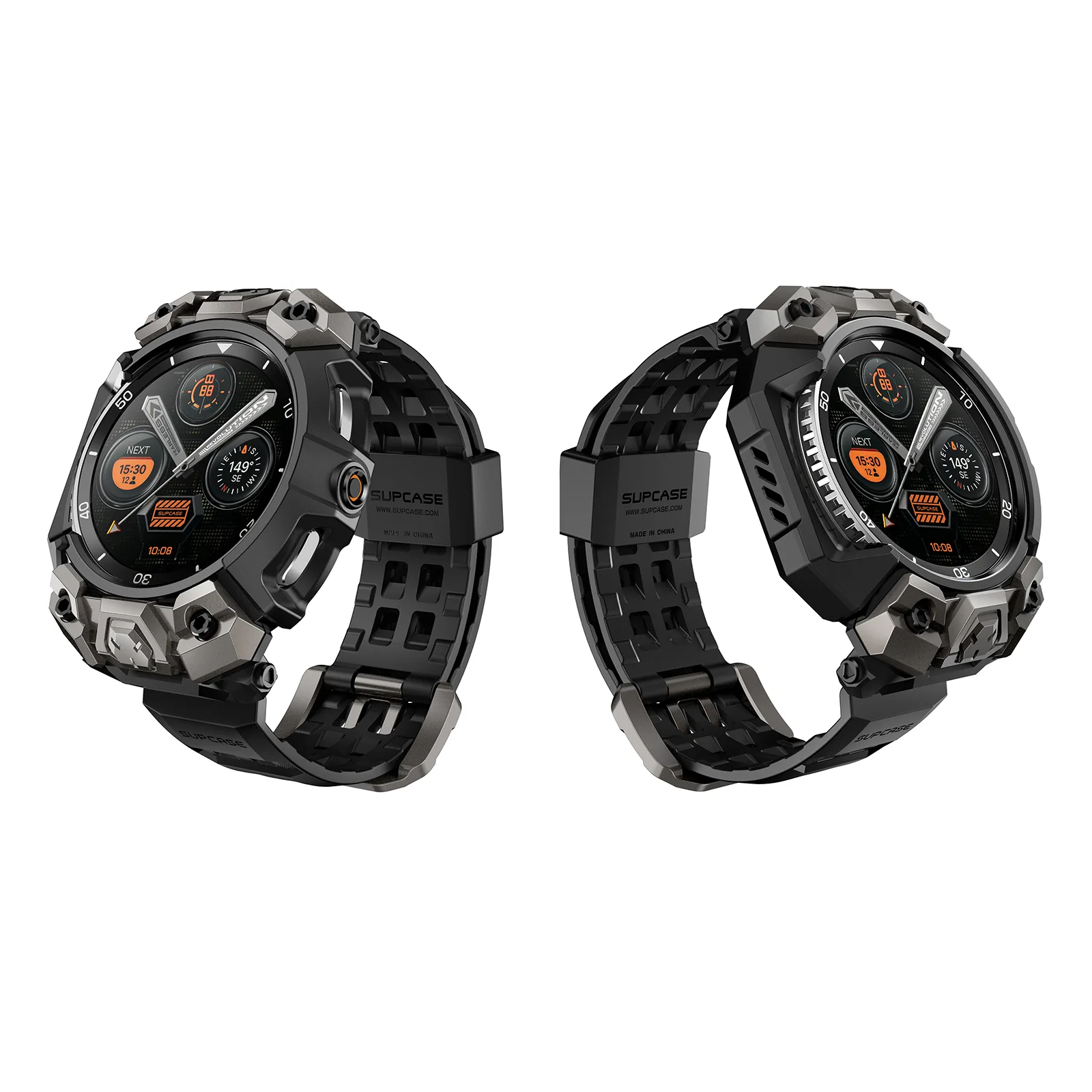Unicorn Beetle Ore Series Galaxy Watch8 46mm Wristband Case with Glass Screen Protectors - Black - Image 2