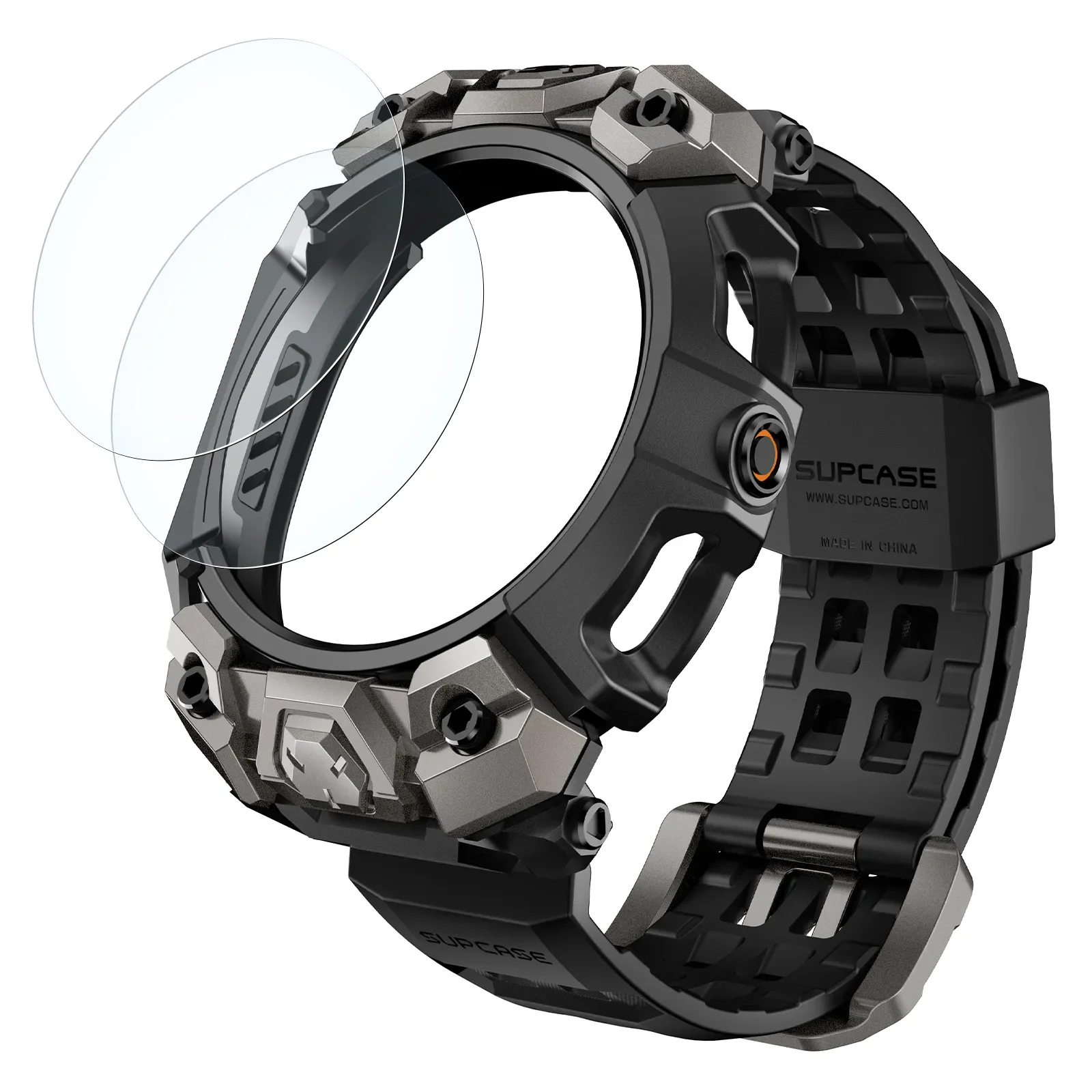 Unicorn Beetle Ore Series Galaxy Watch8 46mm Wristband Case with Glass Screen Protectors - Black - Image 3